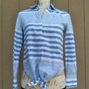 Vineyard Vines Stripe Button Down Tie Front Long Sleeve Shirt Size 0